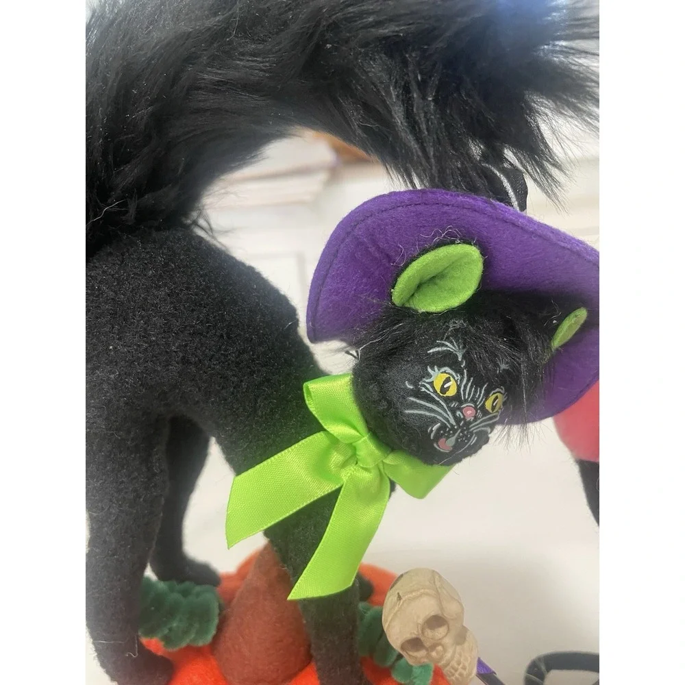 Annalee Halloween Dolls Skeleton Scardy Cat On Pumpkin Skulls Lot‎ Of Two